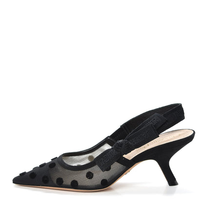 Christian Dior Suede Calfskin Grosgrain Dotted Sling-Back Ballet Pumps 36 Black 1 of 8