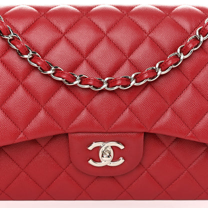 Chanel Caviar Quilted Jumbo Double Flap Red 8 of 10