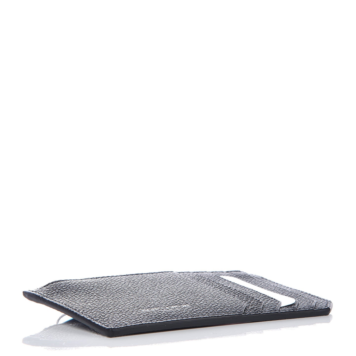 Grained Calfskin 5 Fragments Zip Pouch Card Holder Black
