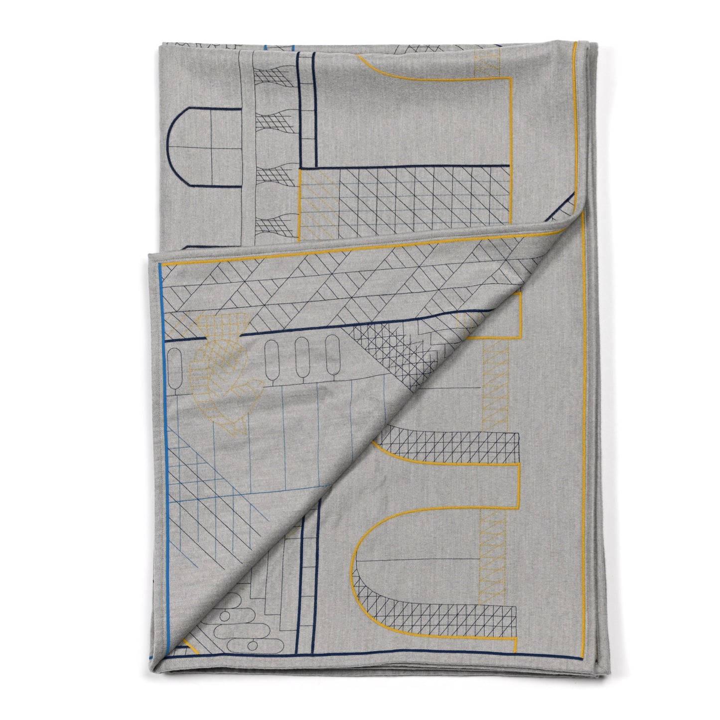Cashmere Les Cavaliers Blanket Ocre Bleu