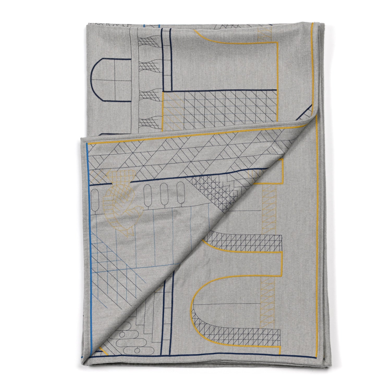 Hermes Cashmere Les Cavaliers Blanket Ocre Bleu 2 of 3