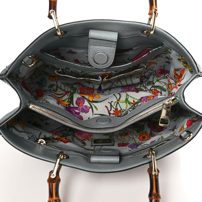 Gucci Pebbled Calfskin Medium Bamboo Shopper Tote Light Blue 5 of 10