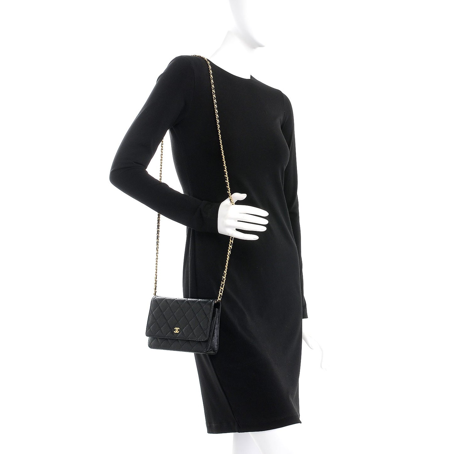 Caviar Quilted Wallet On Chain WOC Black