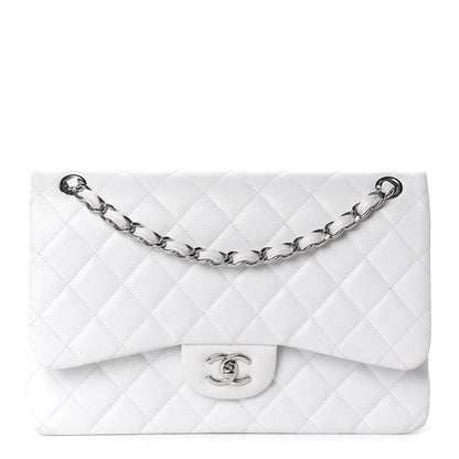 Chanel Caviar Quilted Jumbo Double Flap White 1 of 12