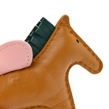 Hermes Milo Lambskin Grigri Rodeo Horse Bag Charm PM Sesame Malachite Rose Sakura 3 of 4
