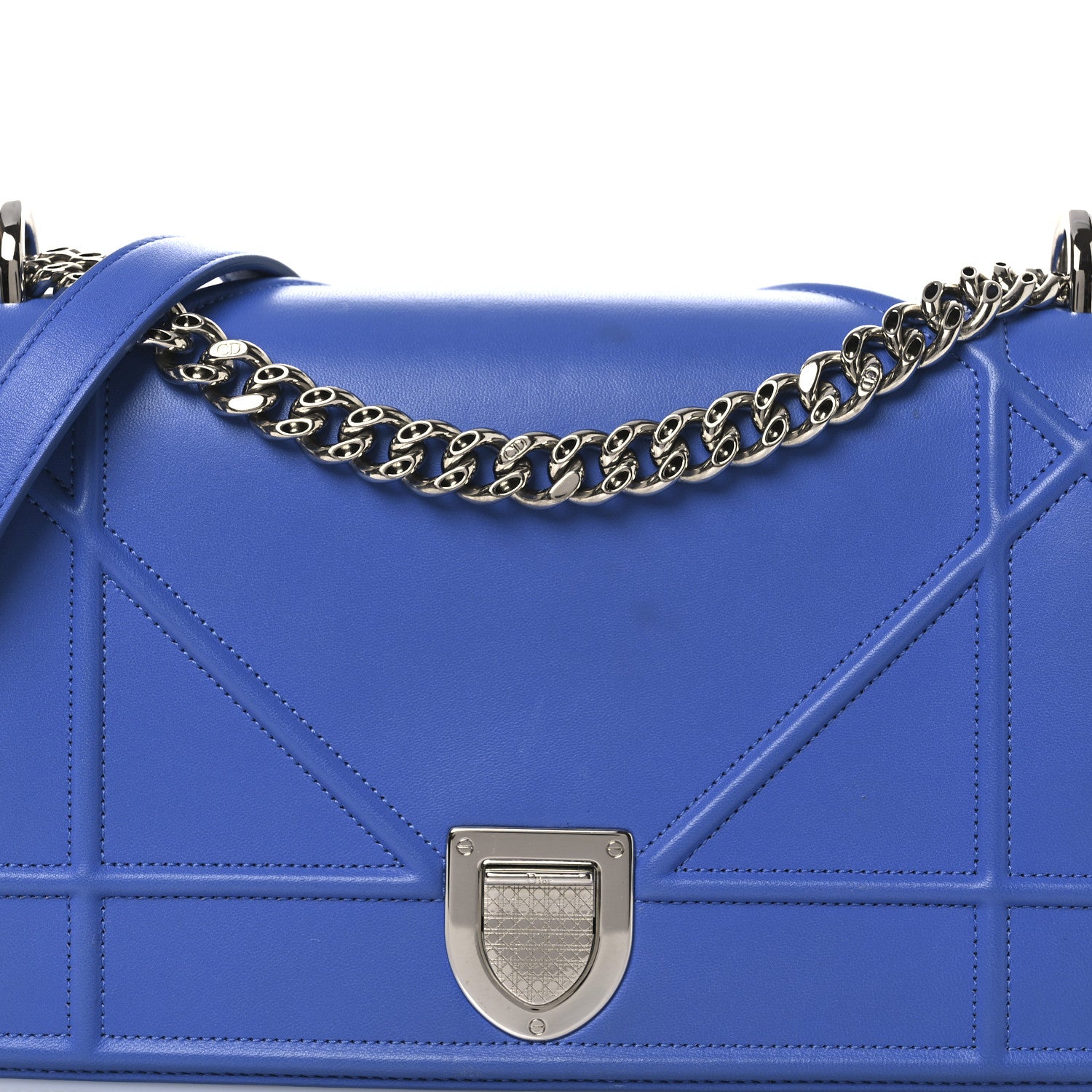 Christian Dior Smooth Calfskin Medium Diorama Flap Bag Blue 8 of 13
