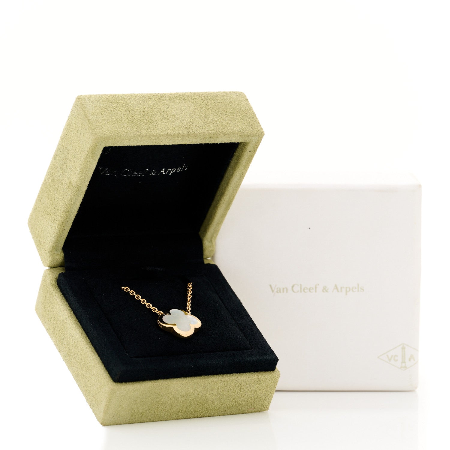Van Cleef & Arpels 18K Yellow Gold Mother of Pearl Pure Alhambra Pendant Necklace 7 of 7