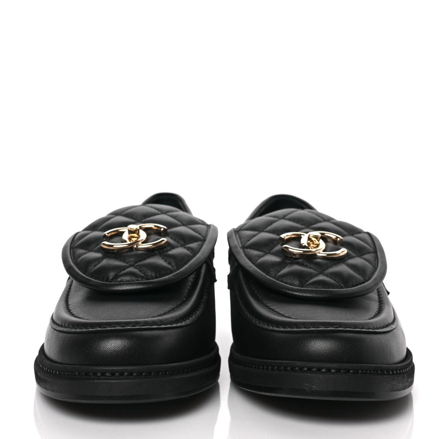 Lambskin Quilted CC Turnlock Loafers 41 Black