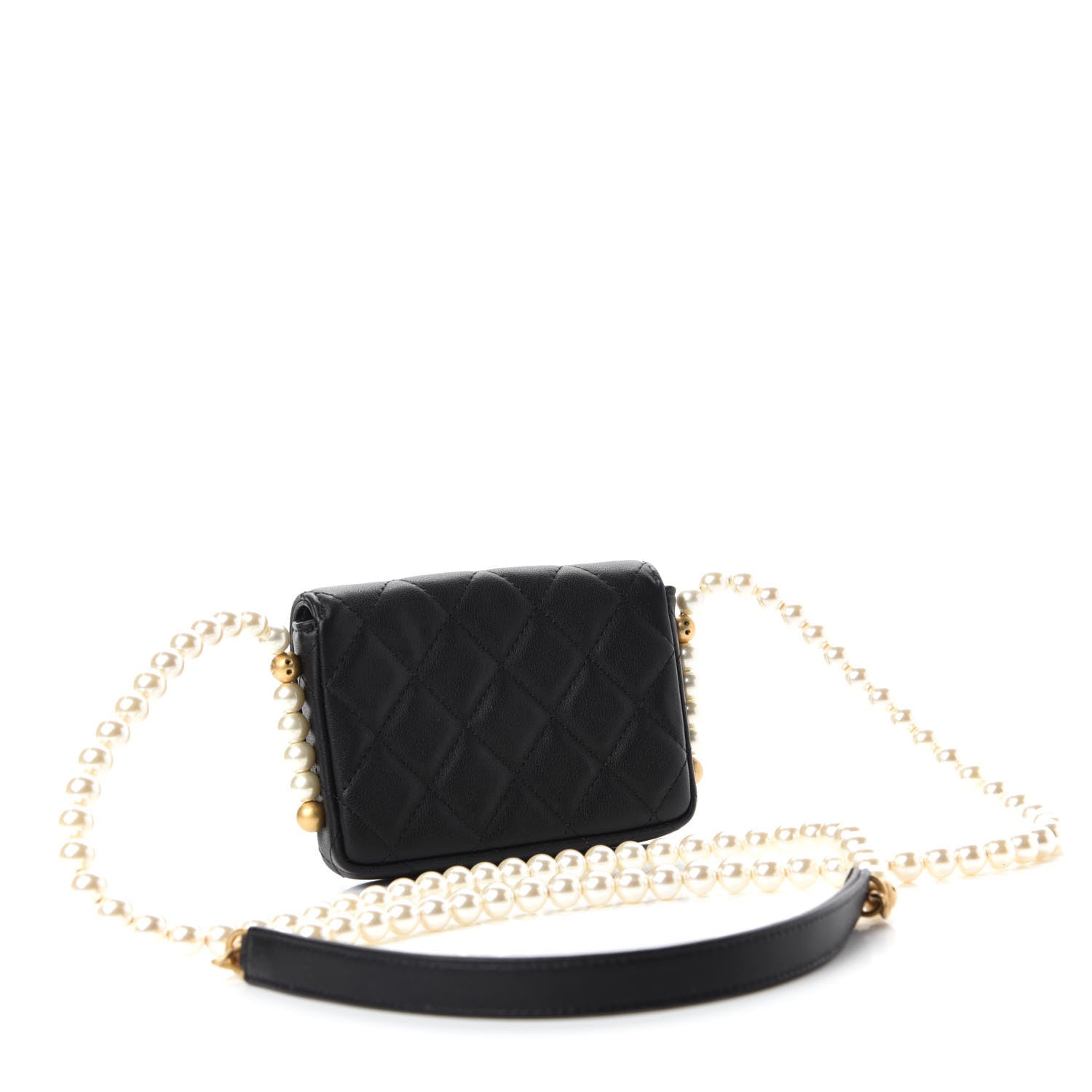 Chanel Calfskin Quilted About Pearls Card Holder Flap With Chain Black 3 of 12