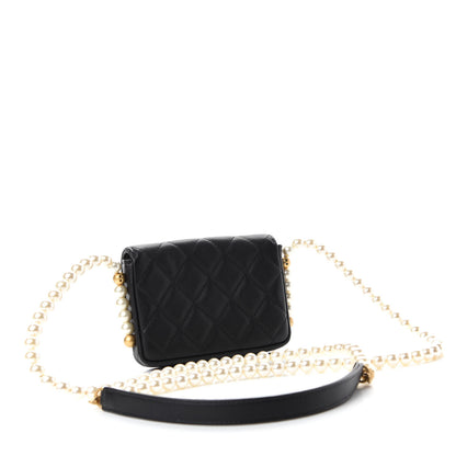 Chanel Calfskin Quilted About Pearls Card Holder Flap With Chain Black 3 of 12