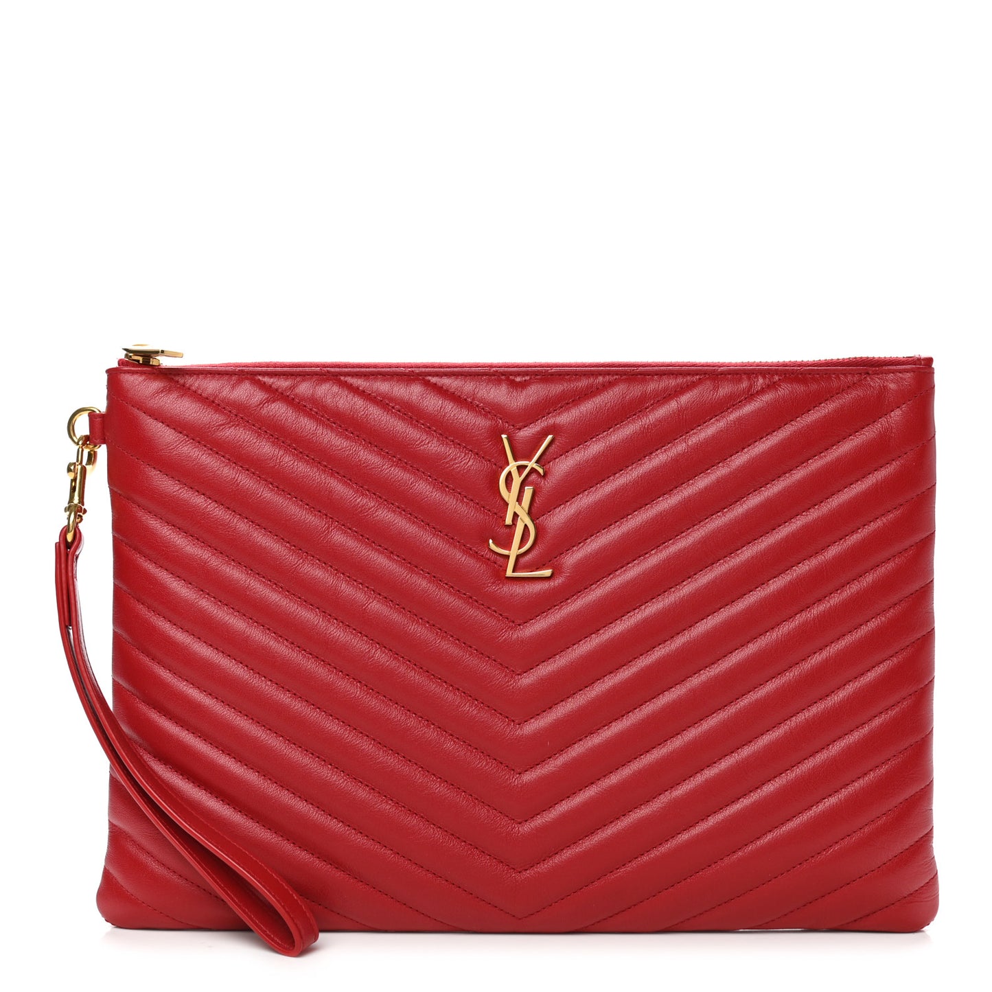 Calfskin Matelasse Monogram Cassandre Tablet Pouch Rouge Eros