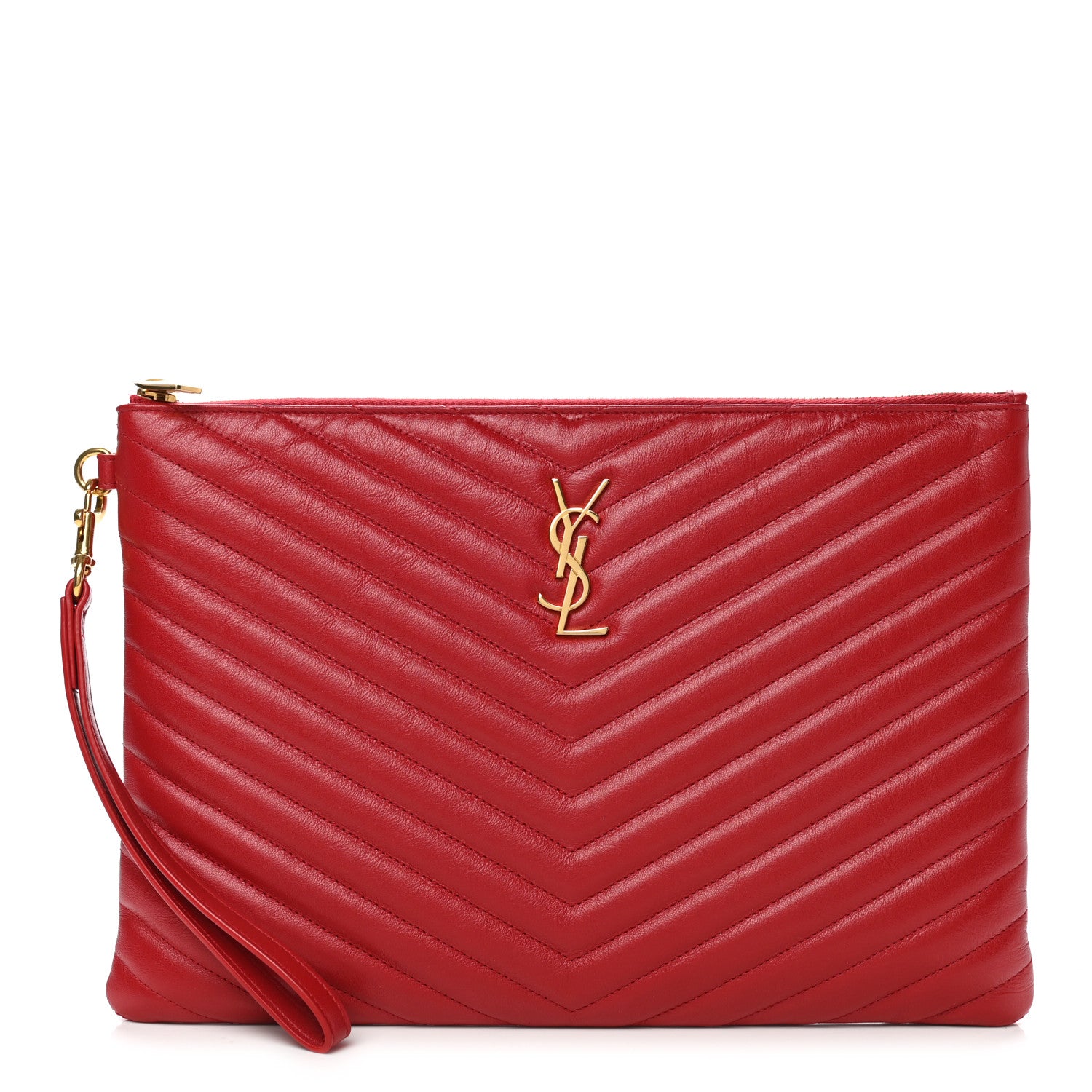 Saint Laurent Calfskin Matelasse Monogram Cassandre Tablet Pouch Rouge Eros 1 of 8