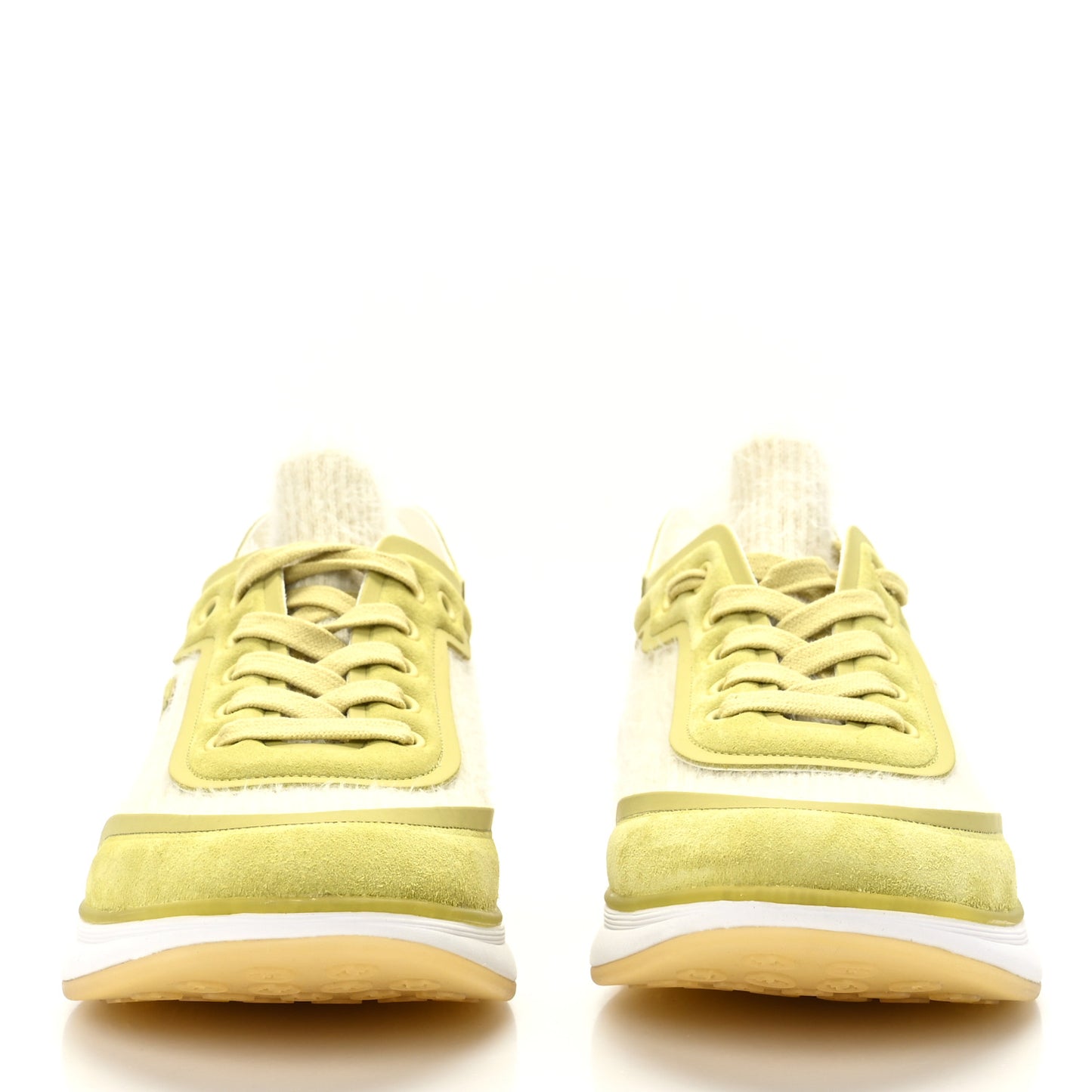 Suede Calfskin Stretch Fabric CC Sneakers 40.5 Yellow