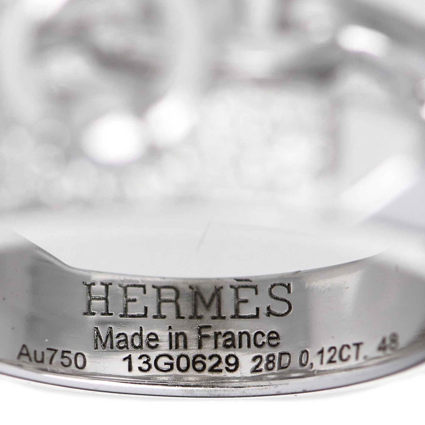 18K White Gold Diamond Collier De Chien Double Tour Ring 48 4.25