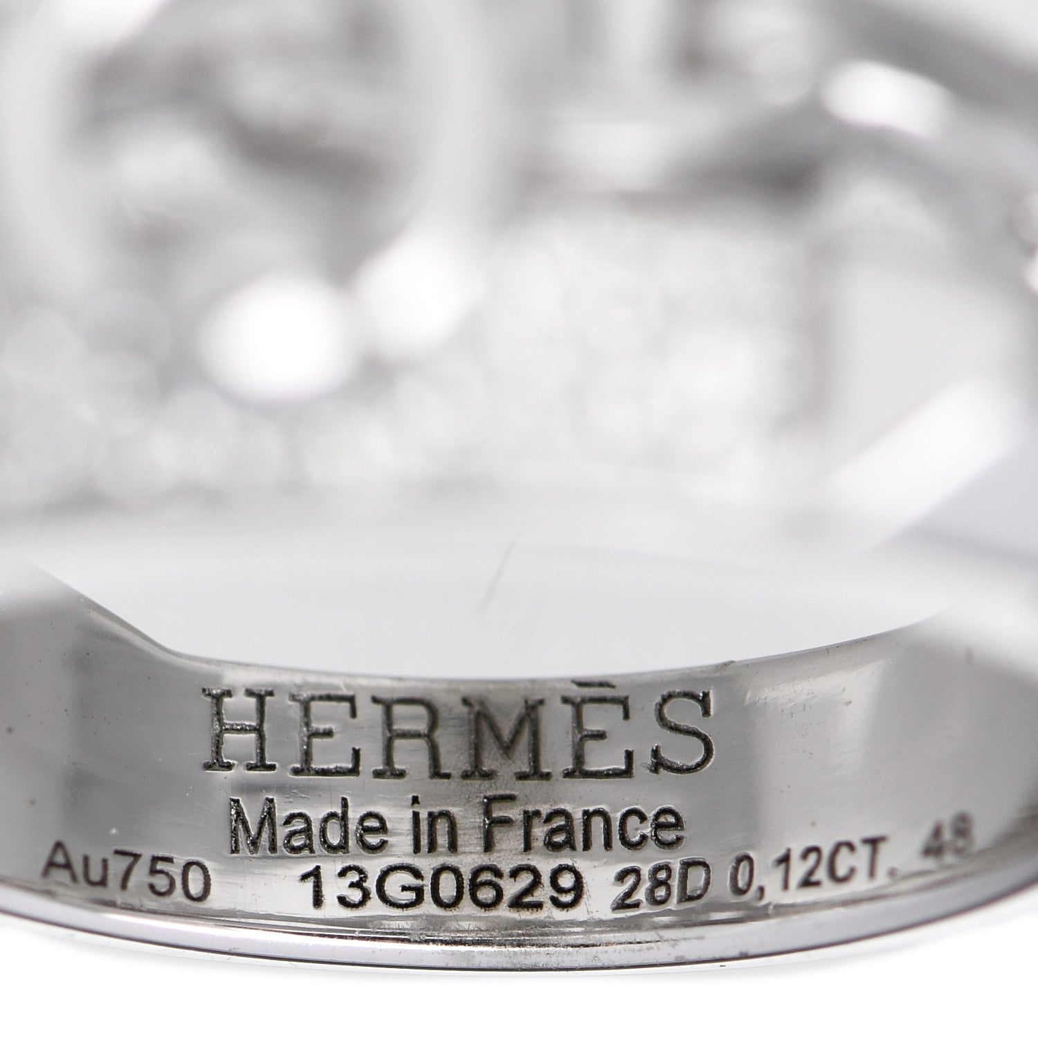 Hermes 18K White Gold Diamond Collier De Chien Double Tour Ring 48 4.25 4 of 5
