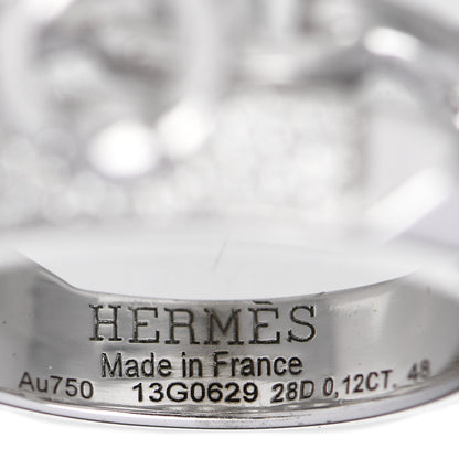 Hermes 18K White Gold Diamond Collier De Chien Double Tour Ring 48 4.25 4 of 5