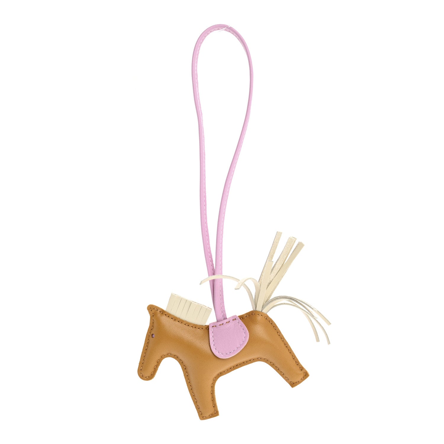 Hermes Milo Lambskin Grigri Rodeo Horse Bag Charm PM Sesame Mauve Sylvestre Craie 1 of 4