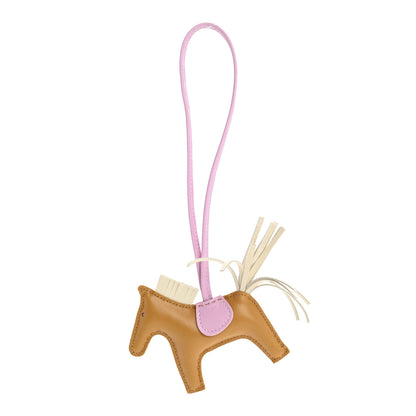 Hermes Milo Lambskin Grigri Rodeo Horse Bag Charm PM Sesame Mauve Sylvestre Craie 1 of 4