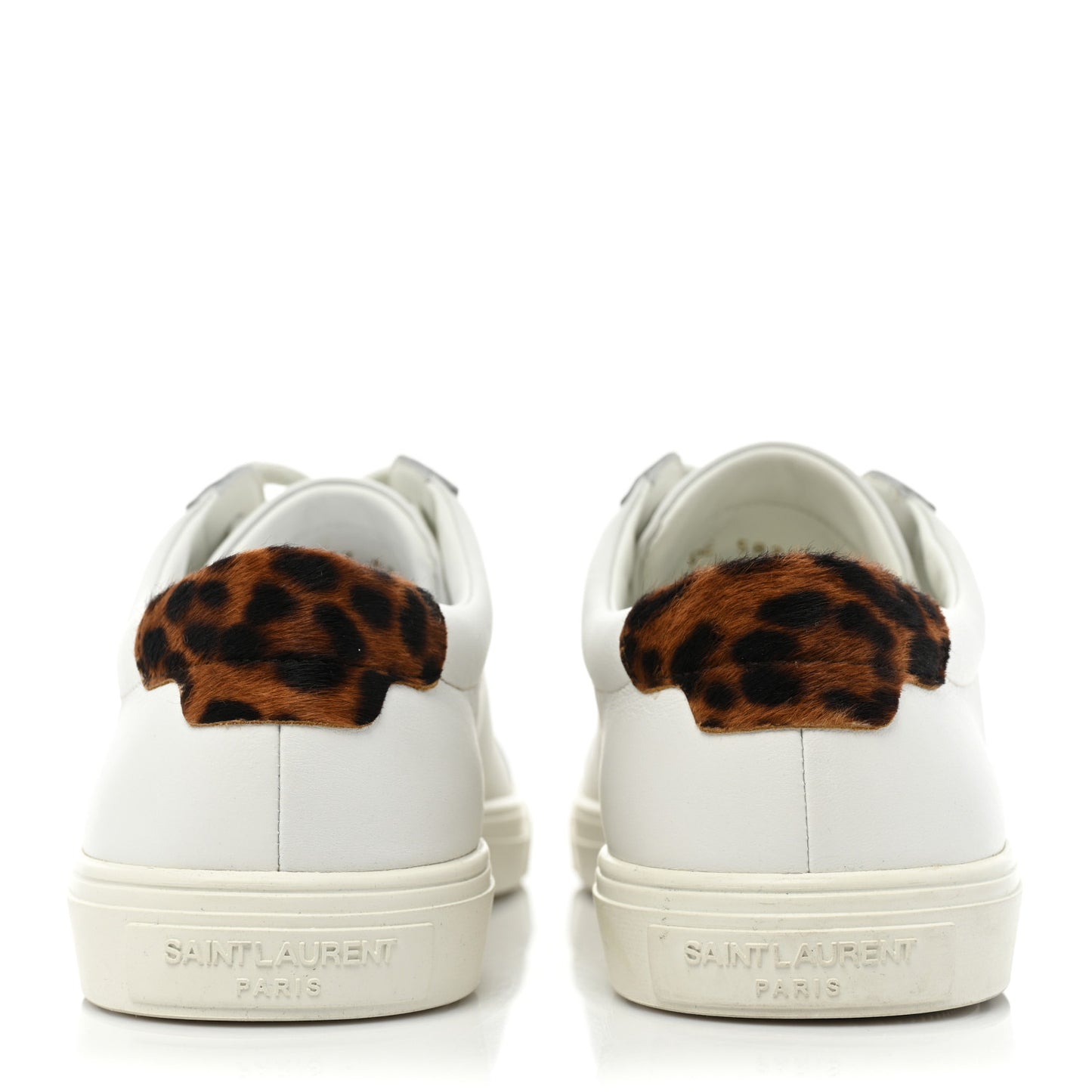 Calfskin Pony Hair Leopard Print Andy Low Top Sneakers 41 White