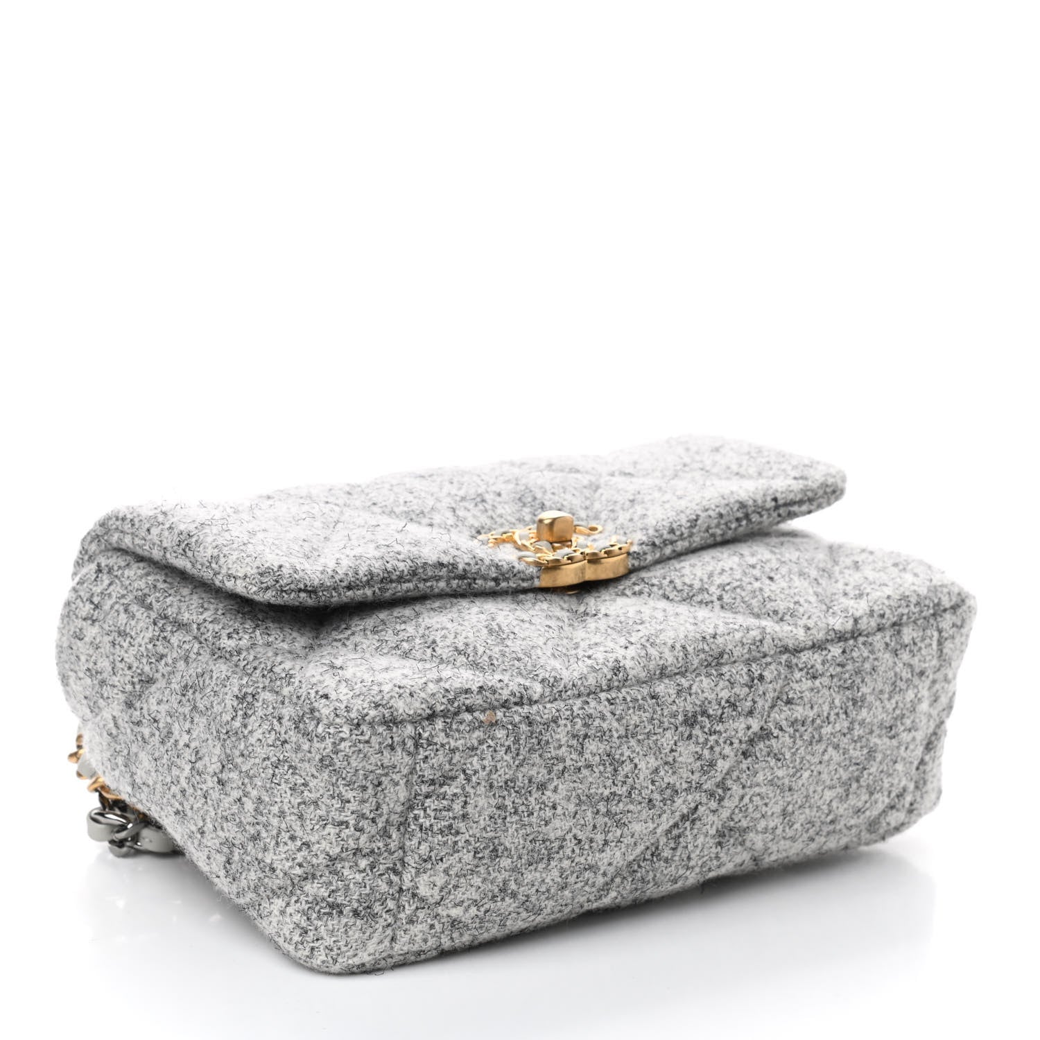 Chanel Tweed Quilted Medium Chanel 19 Flap Grey Ecru 4 of 10