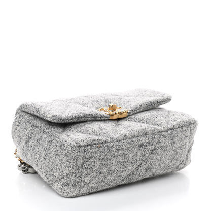 Chanel Tweed Quilted Medium Chanel 19 Flap Grey Ecru 4 of 10
