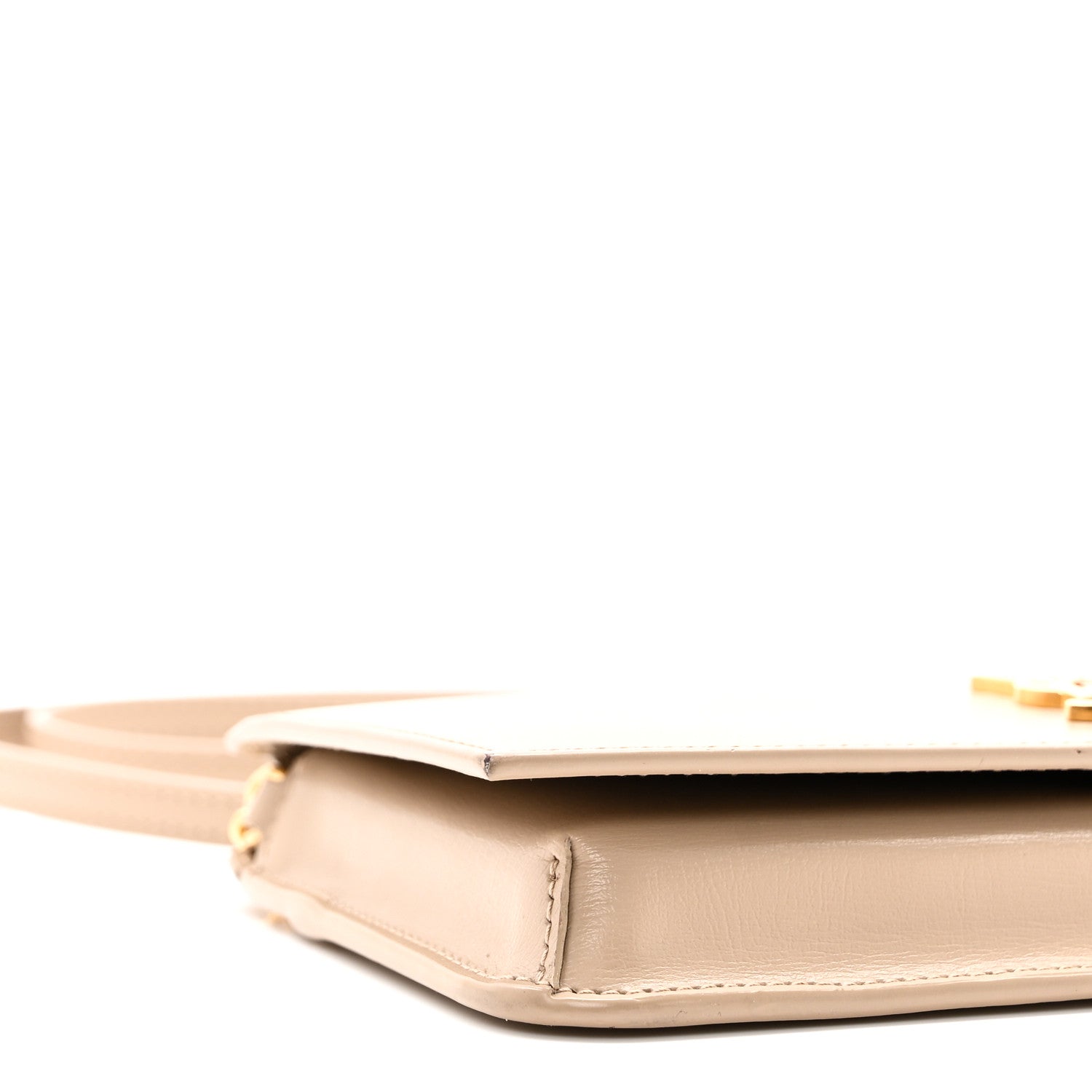 Saint Laurent Smooth Calfskin Monogram Phone Holder Crossbody Dark Beige 8 of 10