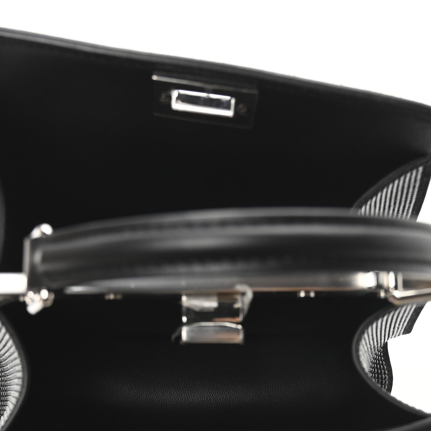 Fendi Crystal Shiny Nappa FF Petite Peekaboo I SEE U Satchel Black 5 of 10