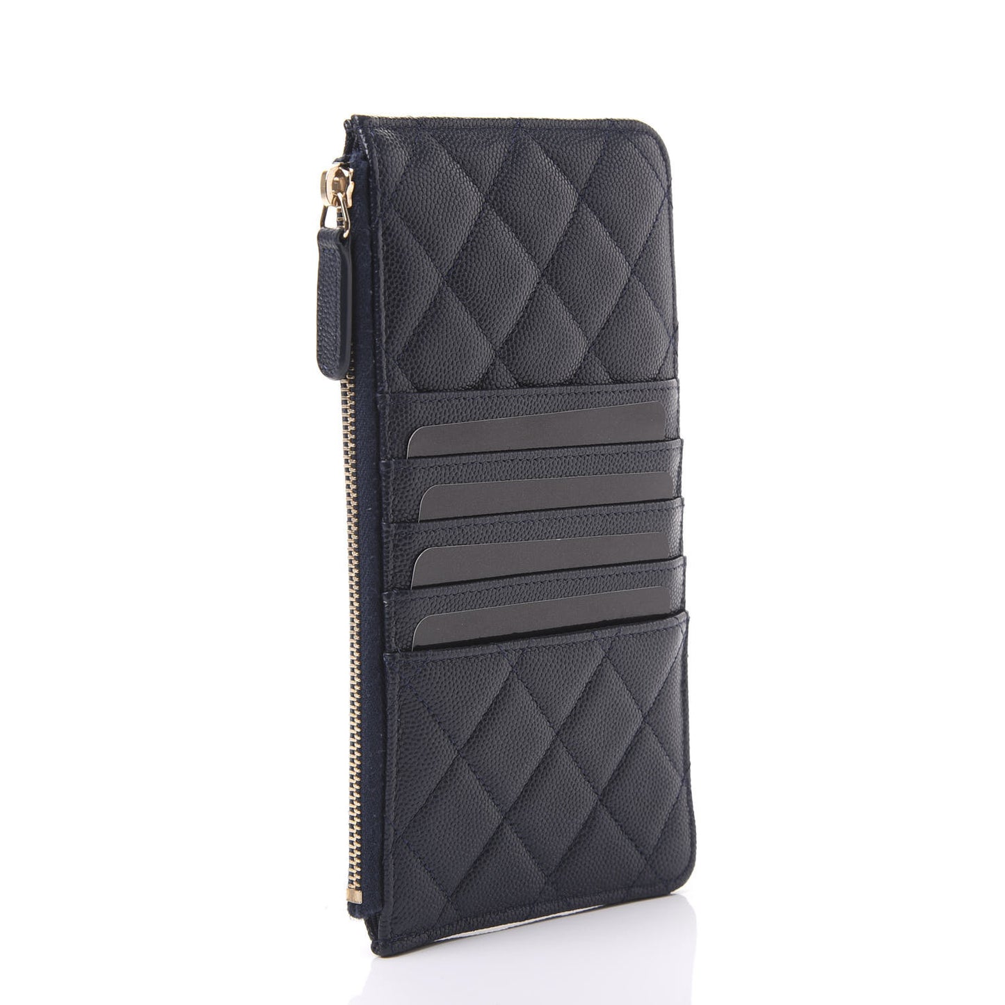 Caviar Quilted Classic Flat Wallet Pouch Blue
