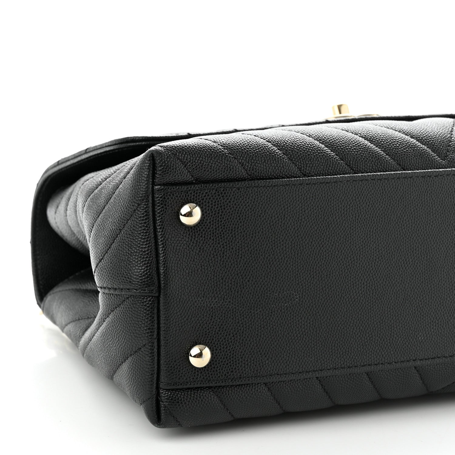 Chanel Caviar Chevron Quilted Small Coco Handle Flap Black 9 of 11
