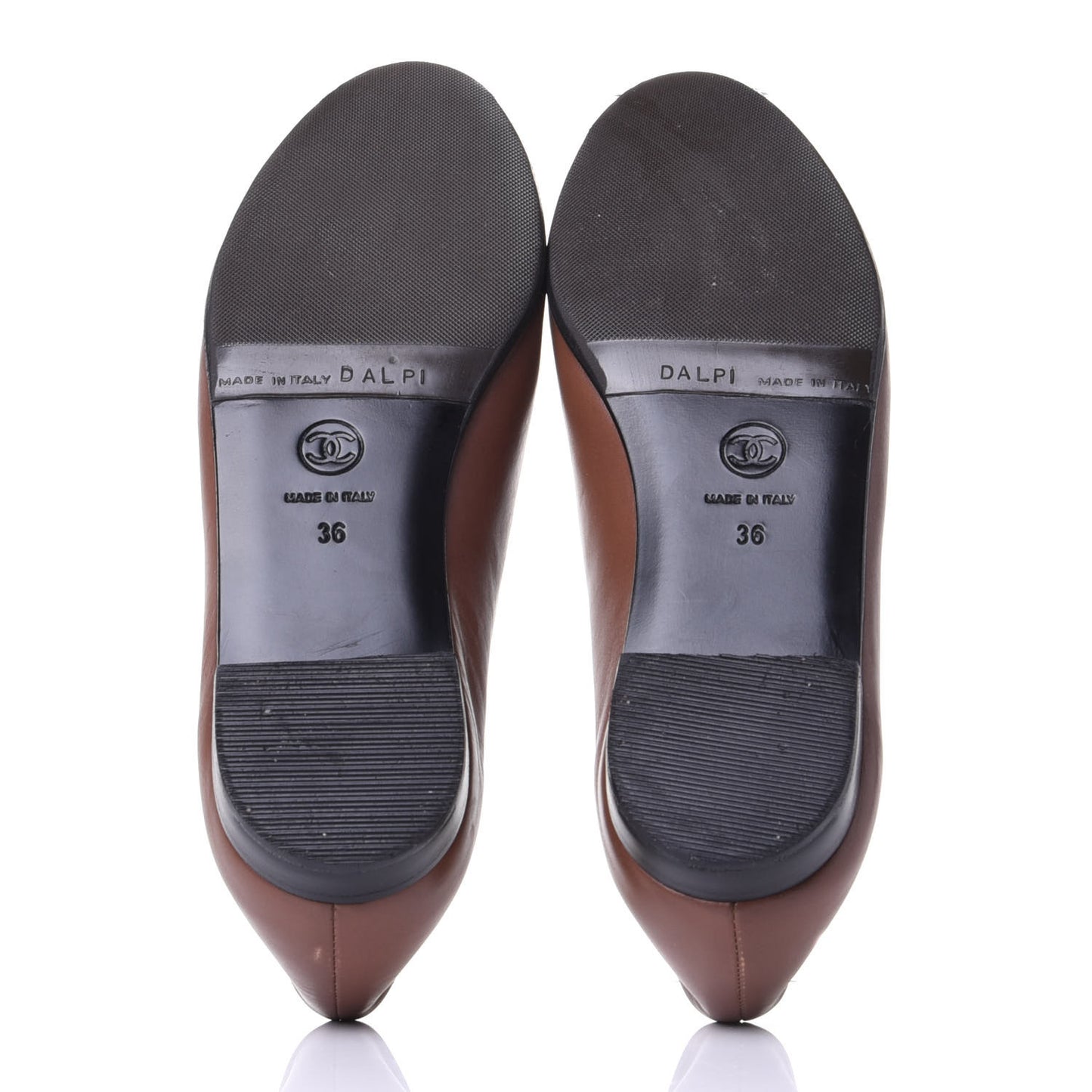 Lambskin Patent Cap Toe Ballerina Flats 36 Brown