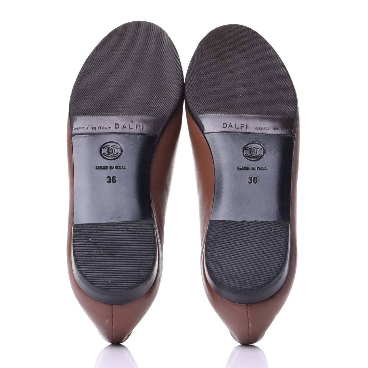 Chanel Lambskin Patent Cap Toe Ballerina Flats 36 Brown 7 of 10
