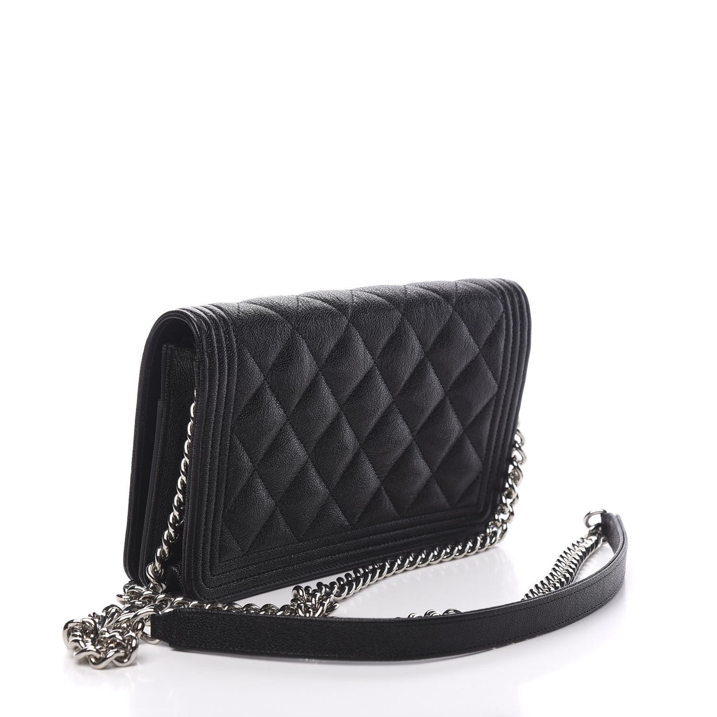 Caviar Quilted Boy Wallet On Chain WOC Black