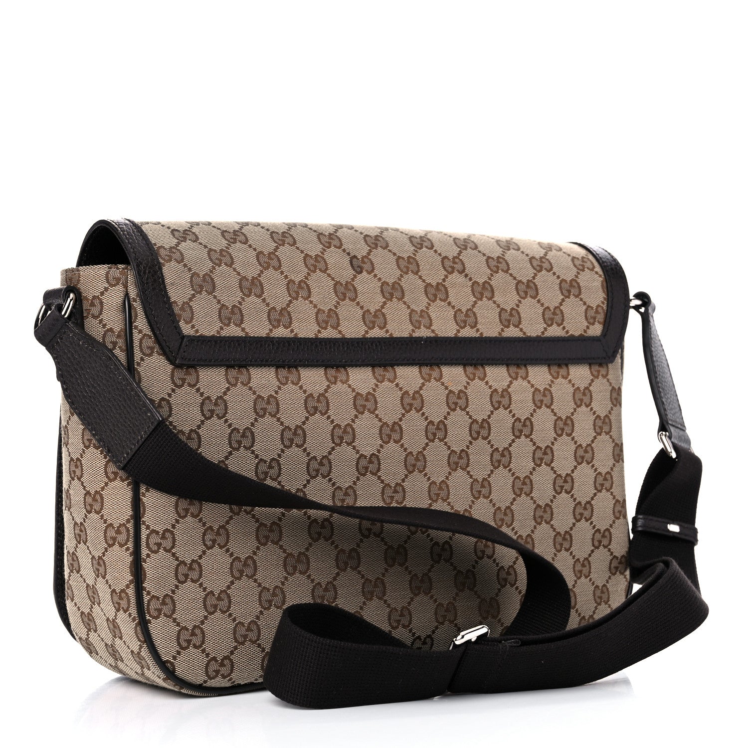 Gucci Monogram Large Flap Messenger Bag Beige Dark Brown 3 of 17