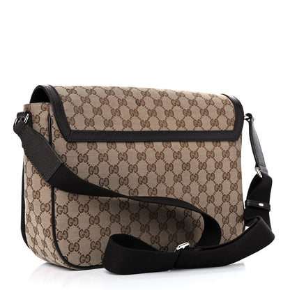 Gucci Monogram Large Flap Messenger Bag Beige Dark Brown 3 of 17