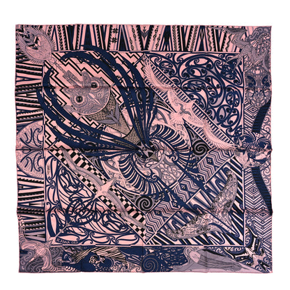 Hermes Silk Kawa Ora Scarf 90 Rose Thé Marine Black 1 of 4