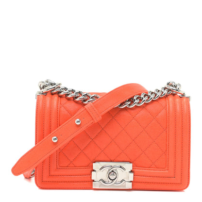 Chanel Caviar Quilted Small Boy Flap Orange 1 of 17