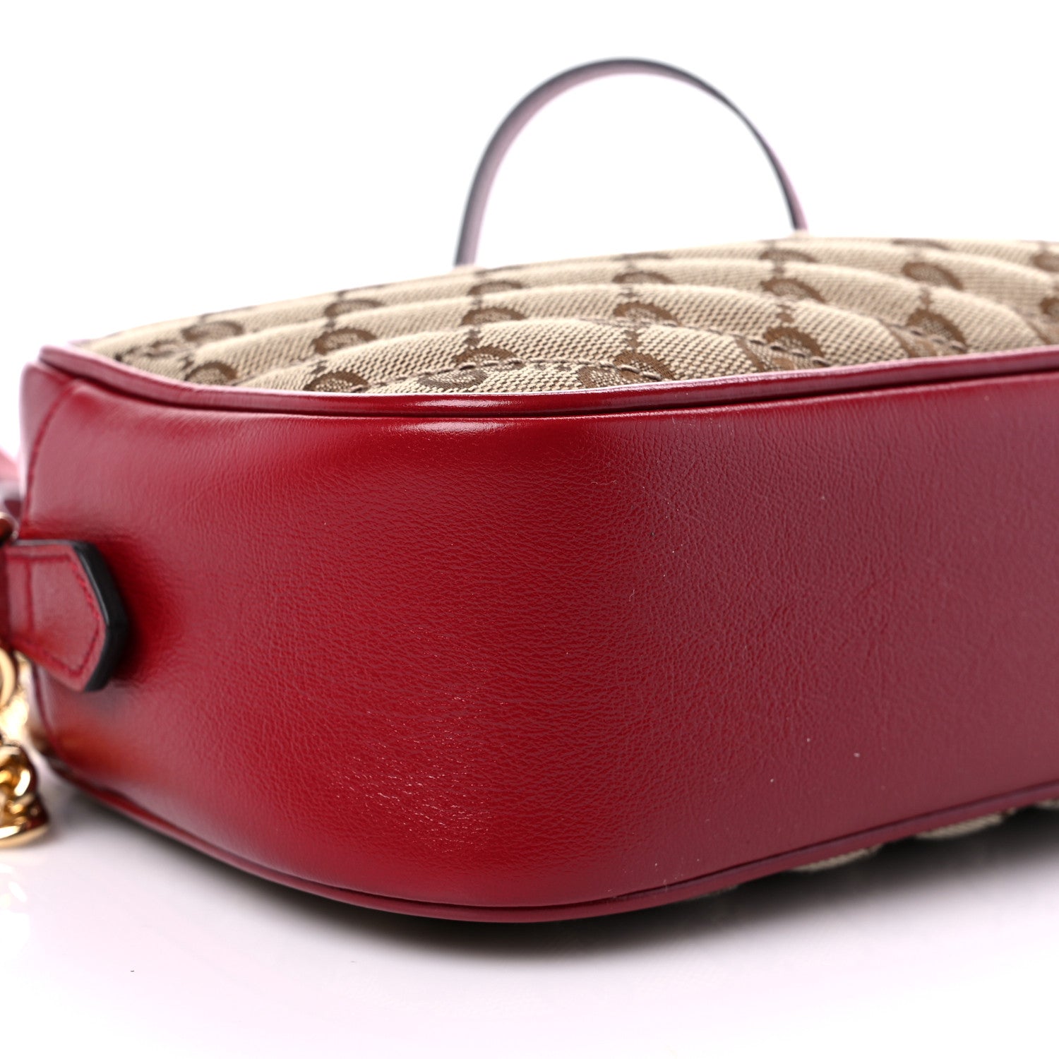 Gucci Monogram Azalea Calfskin Matelasse Diagonal Small GG Marmont Chain Shoulder Bag Beige Ebony New Cherry Red 9 of 10