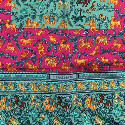 Hermes Silk Chasse En Inde Scarf 90 Bouton D'Or Turquoise Fuchsia 2 of 4