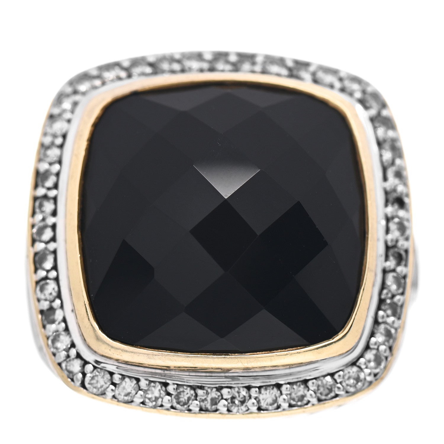 David Yurman Sterling Silver 18K Yellow Gold Diamond Black Onyx 14mm Albion Statement Ring 54 7 1 of 5
