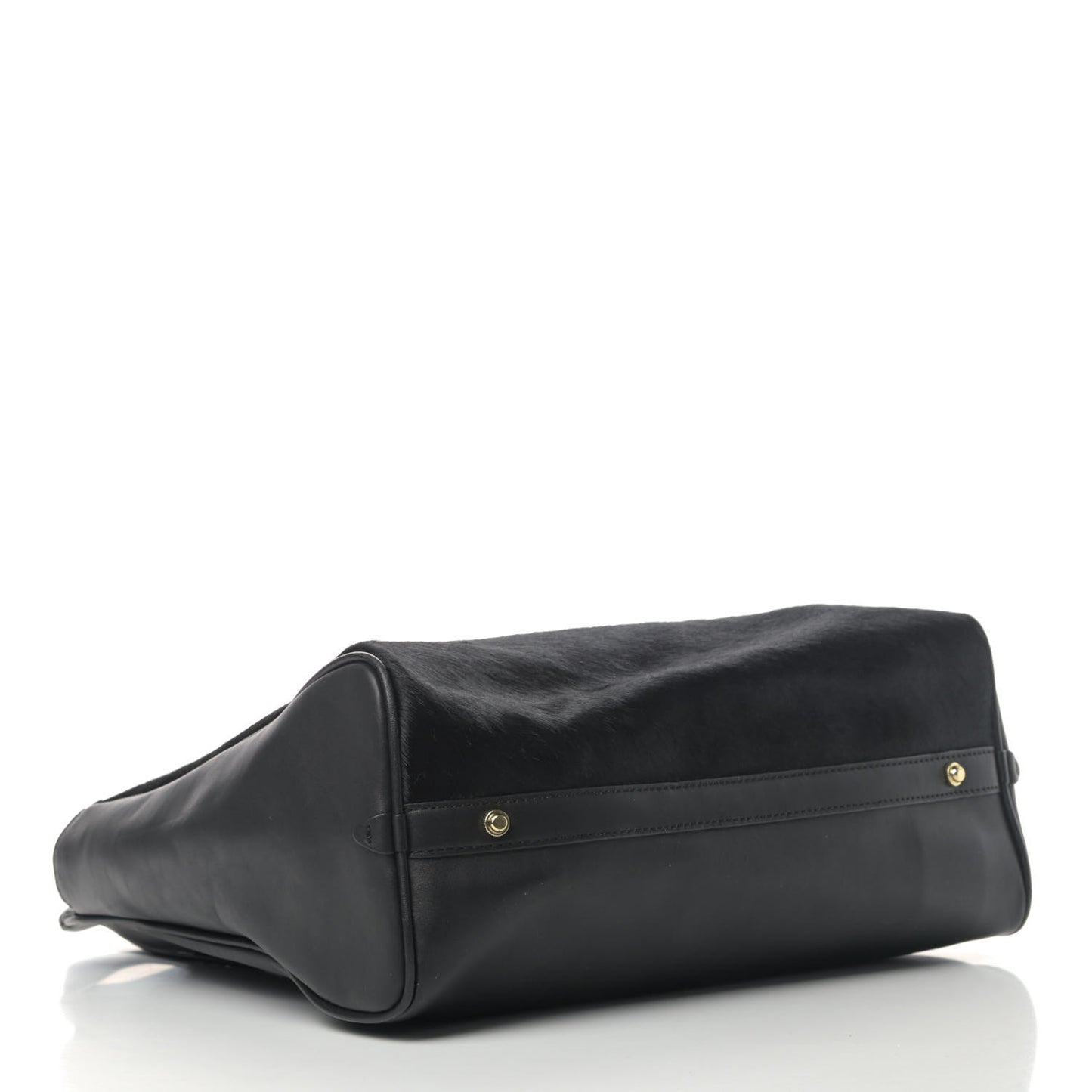 Goat Fur Calfskin Ryder Satchel Black