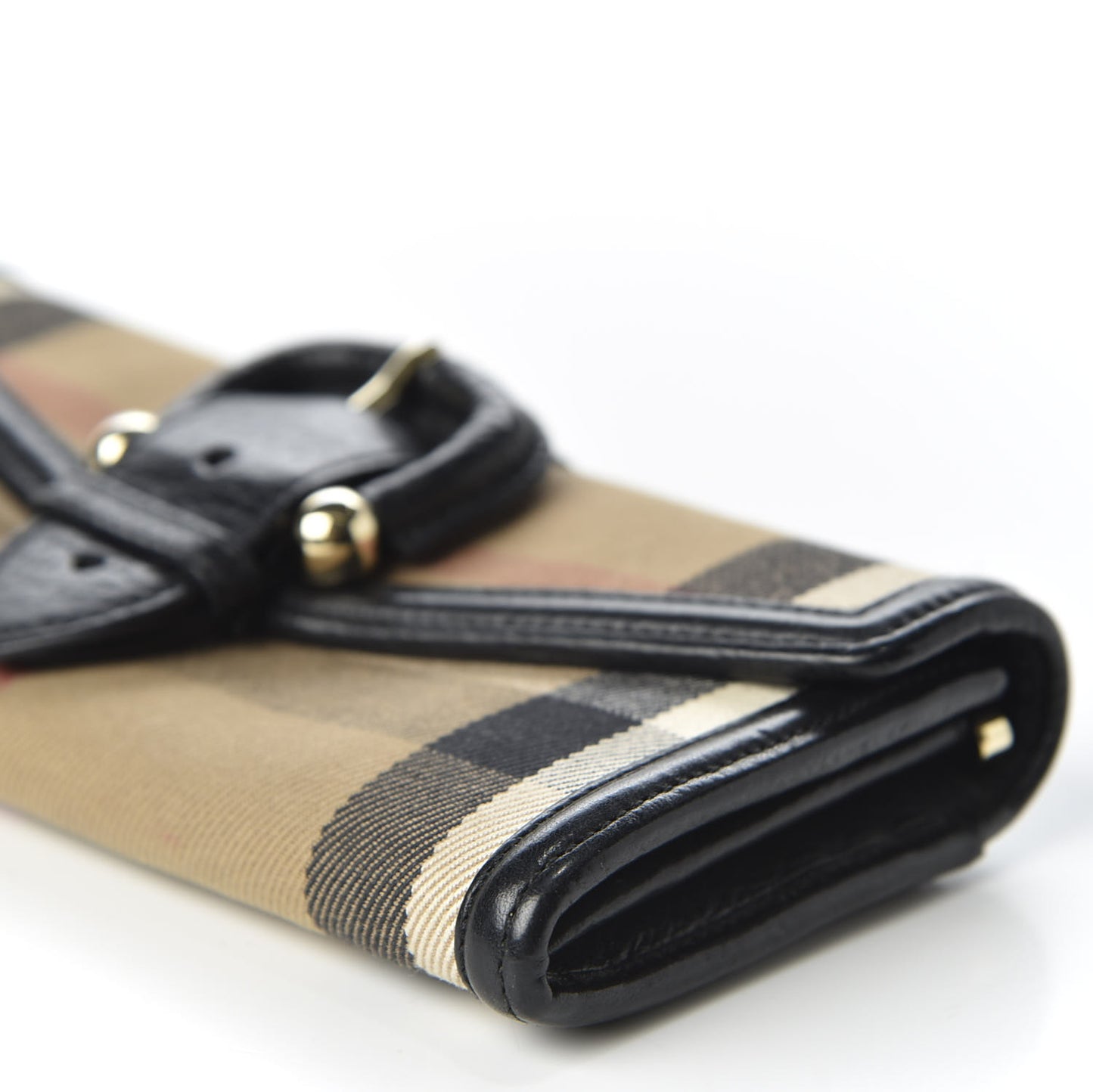 Calfskin Mega Check Continental Wallet Black