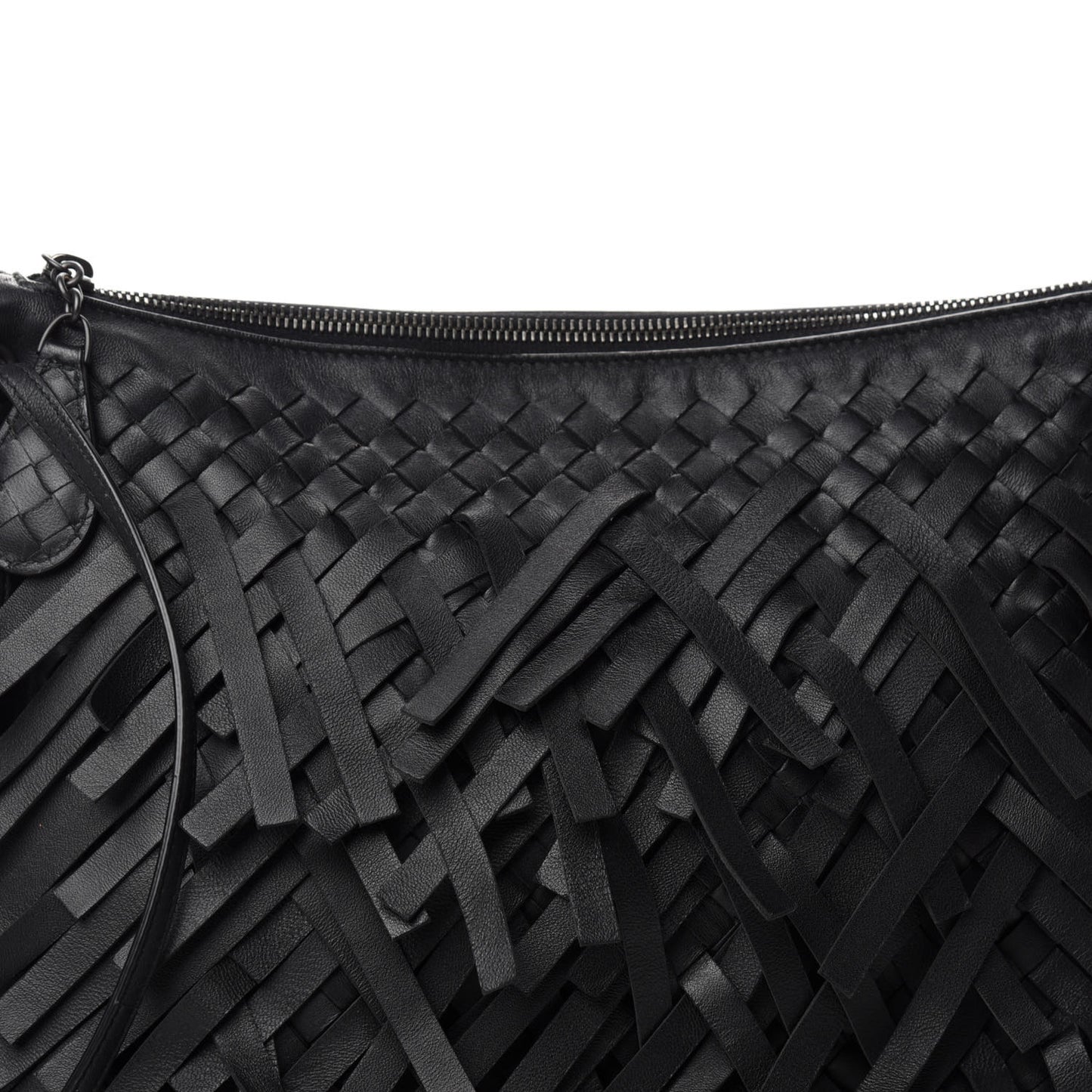 Nappa Intrecciato Palio Fringe Messenger Black