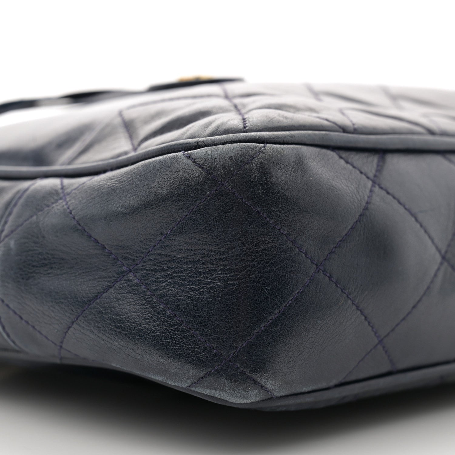 Chanel Lambskin Quilted Shoulder Bag Navy Blue 9 of 15