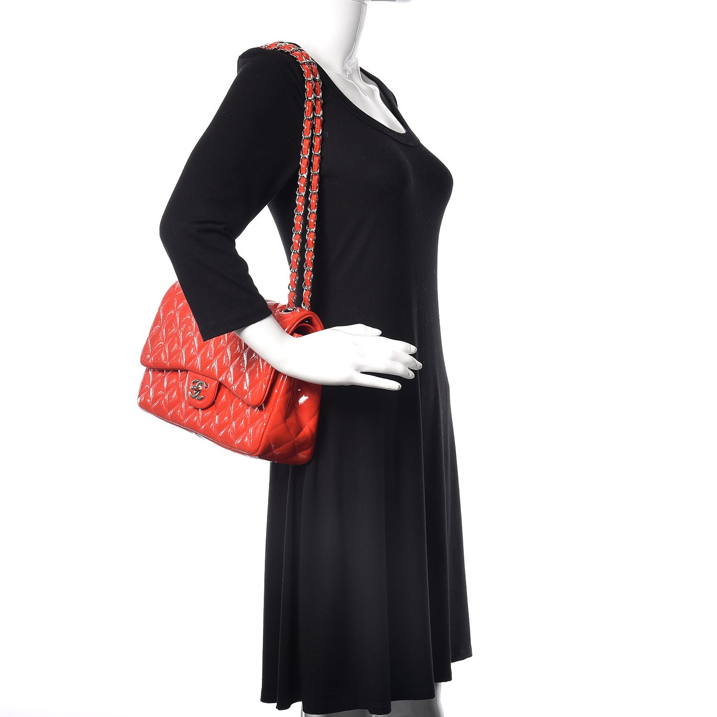 Patent Quilted Jumbo Double Flap Red