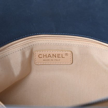Chanel Calfskin Quilted Small CC Crown Tote Blue 6 of 10