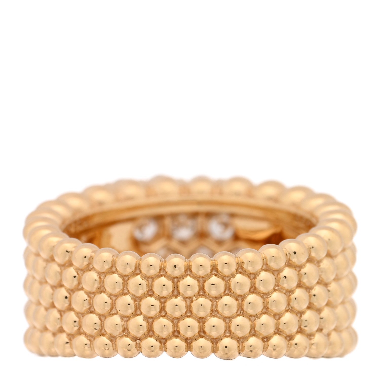 Van Cleef & Arpels 18K Yellow Gold Diamond Perlee 5 Rows Ring 49 5 3 of 4