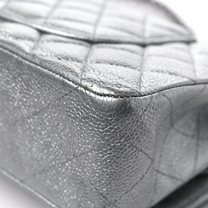 Chanel Metallic Caviar Quilted Medium Double Flap Silver 11 of 15