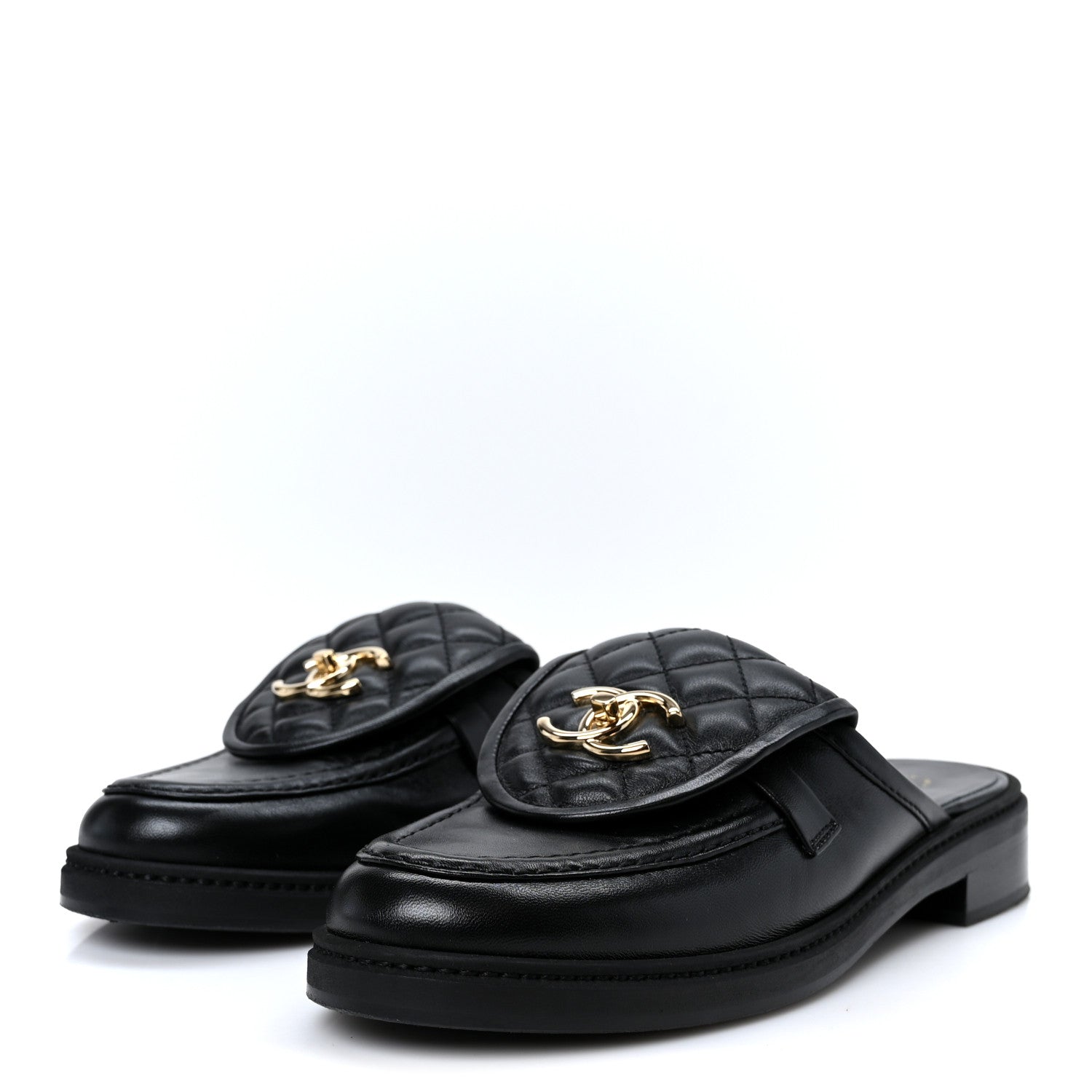 Chanel Lambskin Quilted CC Turnlock Mules 38.5 Black 4 of 10