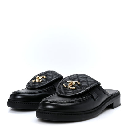 Chanel Lambskin Quilted CC Turnlock Mules 38.5 Black 4 of 10