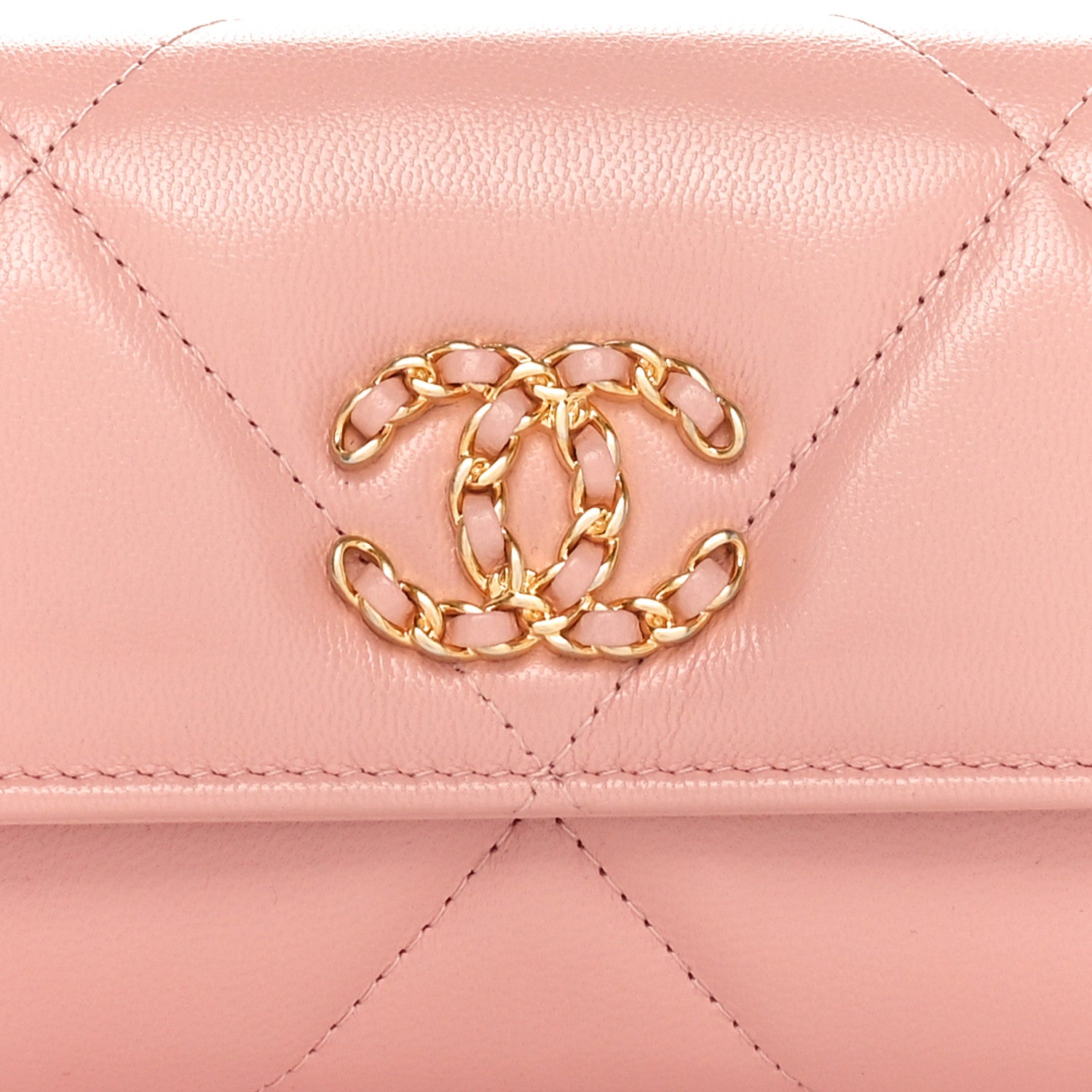 Chanel Goatskin Quilted Chanel 19 Flap Wallet Light Pink 9 of 11